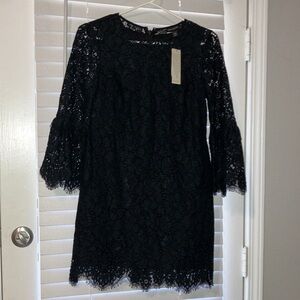 Black Lace Bell Sleeve Cocktail Dress